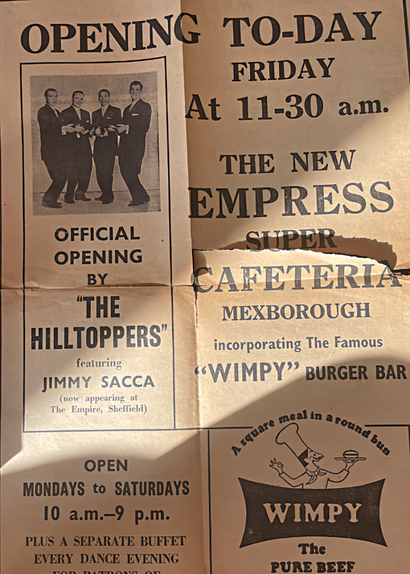 Wimpy café news paper cutting