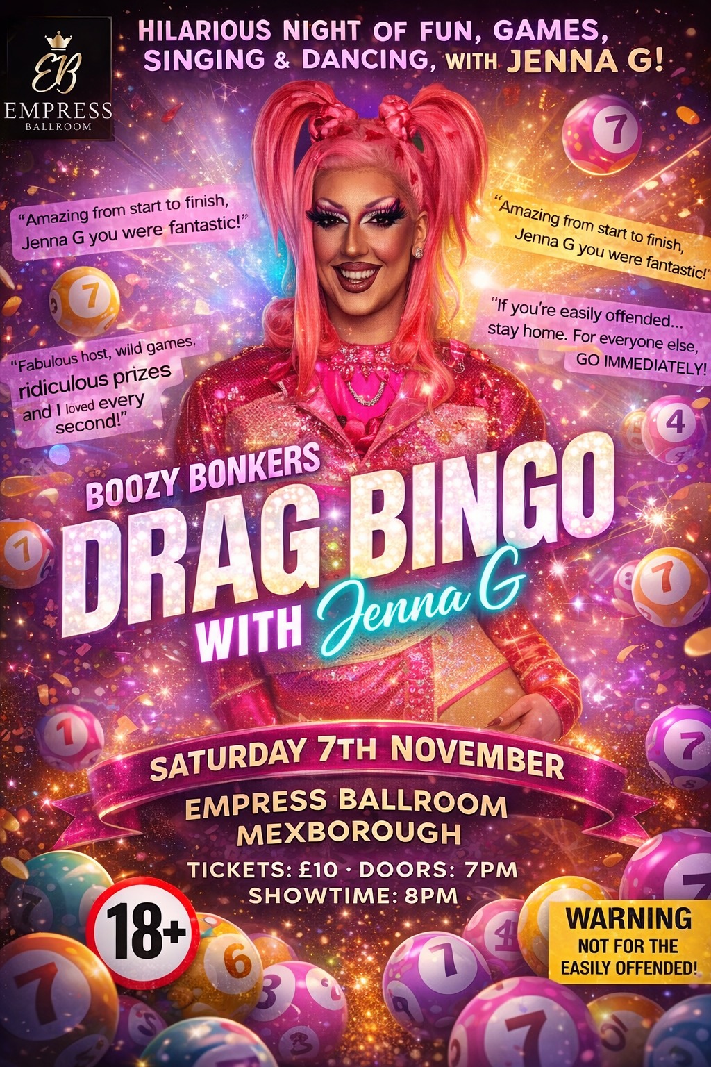 Jenna G Boozy Bingo Night Poster